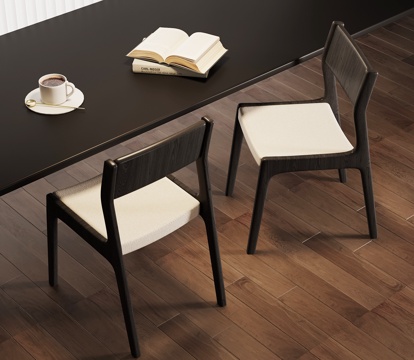 现代意式餐椅 实木餐椅su模型