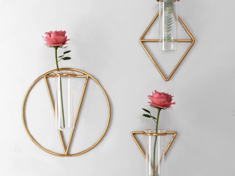  北欧壁挂花器组合3d模型 