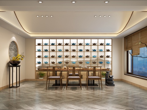  新中式茶室3d模型 