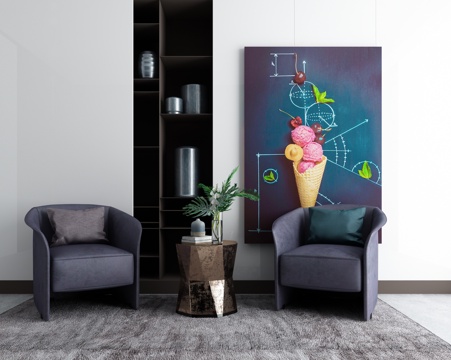  北欧沙发茶几组合北欧客厅3d模型 