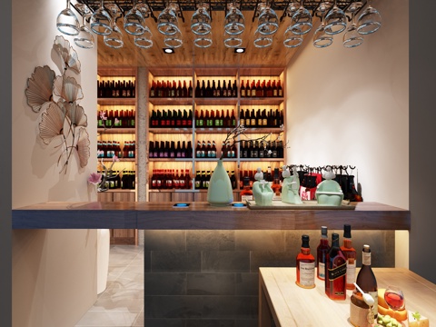  后现代酒吧调酒酒柜3d模型 