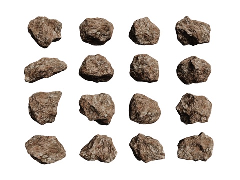 现代石头石块 景观石 岩石 碎石 石头组合su模型