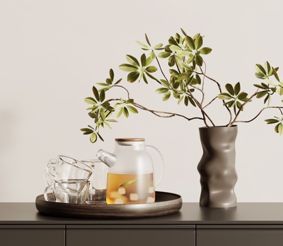 现代摆件 茶壶 茶具 花瓶su模型