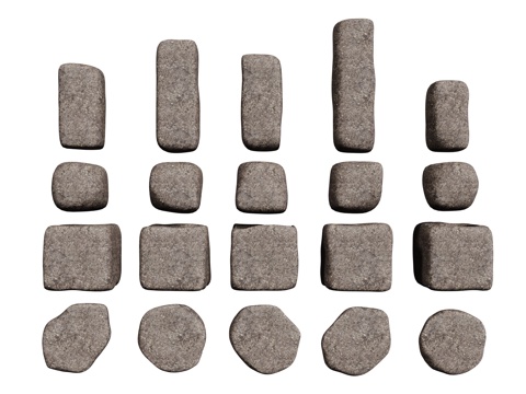 现代石头石块 景观石 岩石 碎石 石头组合su模型