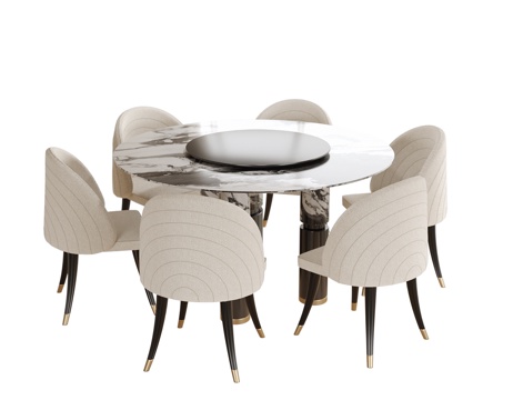 现代餐桌椅组合 餐椅 餐桌su模型