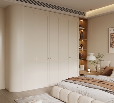 法式奶油风衣柜su模型