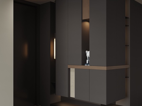 现代入户鞋柜su模型