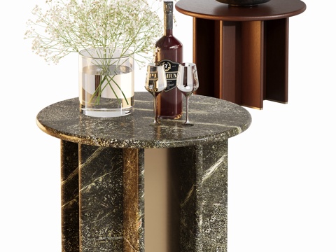 轻奢角几边几圆几su模型