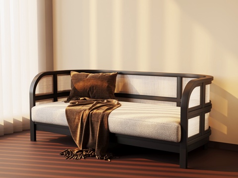 新中式沙发 多人沙发su模型