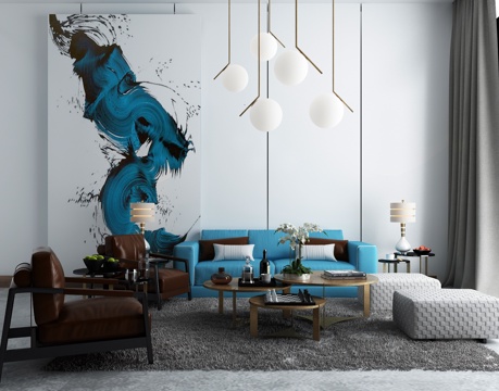  北欧沙发茶几组合 现代客厅餐厅3d模型 