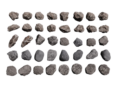 现代石头石块 景观石 岩石 碎石 石头组合su模型