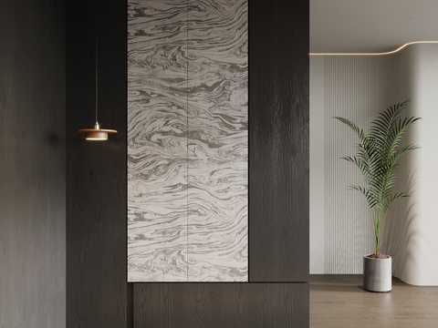 现代意式玄关隔断 背景墙su模型