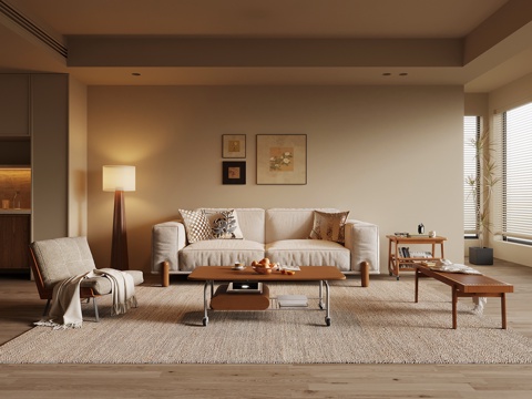  中古风客厅3d模型 