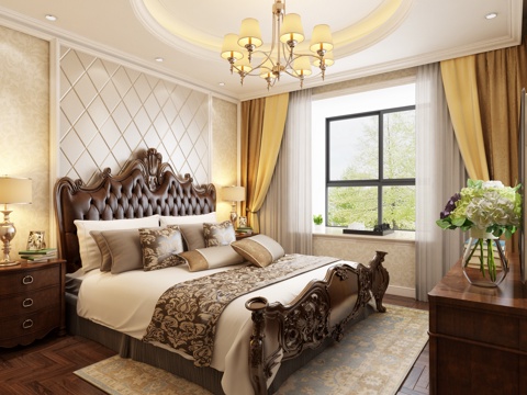  欧式古典主卧室3d模型 
