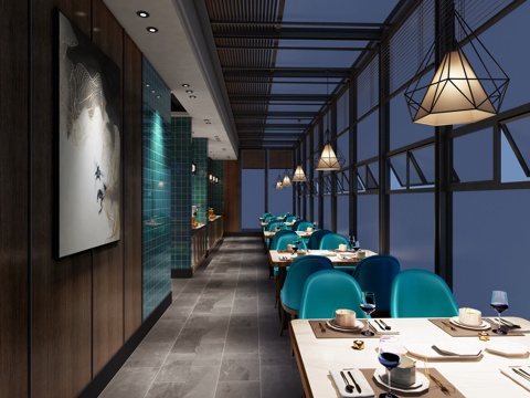  北欧工业湘菜馆3d模型 