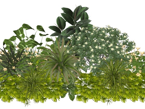 现代室内植物堆造景组合su模型
