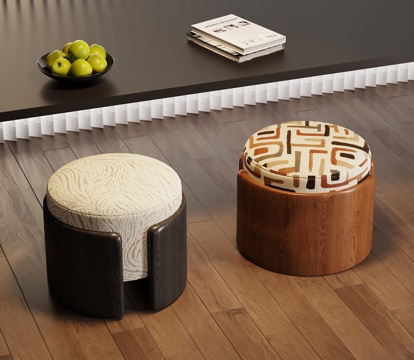 法式中古凳子 现代意式凳子 换鞋凳 梳妆凳su模型