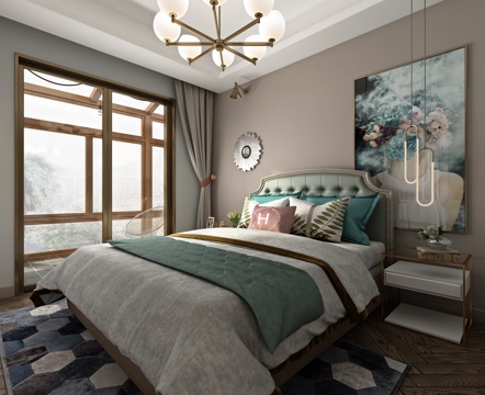  现代简约主卧室3d模型 