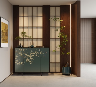 新中式玄关 玄关柜 边柜3d模型