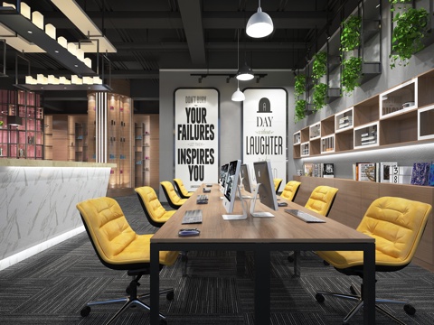  现代办公室3d模型 