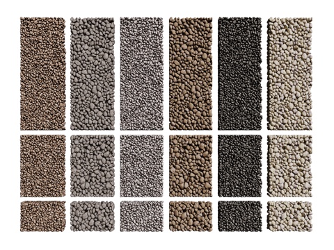 现代鹅卵石 石头石子 景观石  烁石碎石 铺面石子su模型