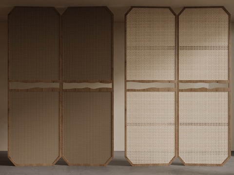  现代中古风隔断 屏风3d模型 