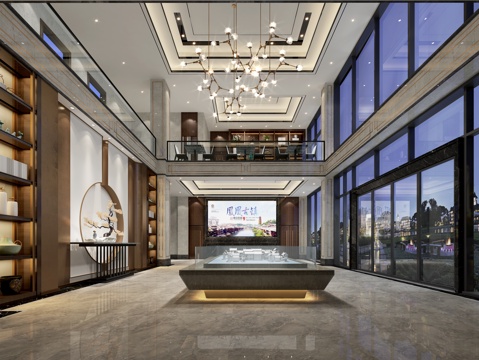  新中式游客中心售楼部3d模型 