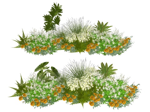 现代室内植物堆造景组合su模型