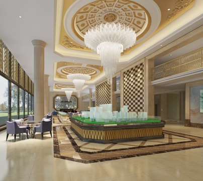  简欧售楼处大厅3d模型 