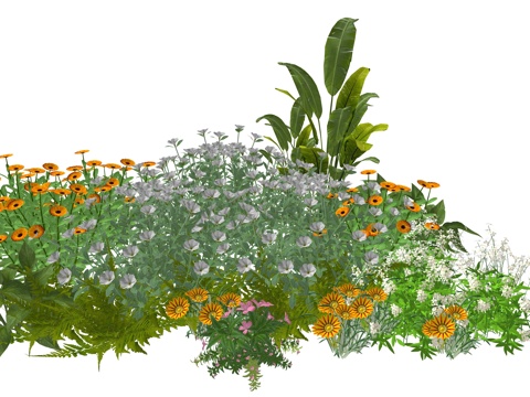 现代室内植物堆造景组合su模型