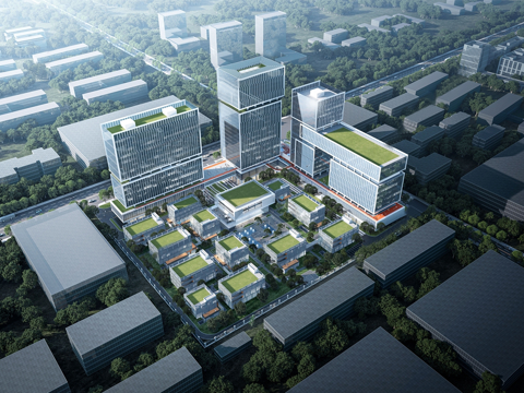 现代产业园 办公楼建筑su模型