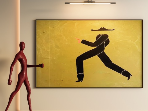 现代极简人物挂画su模型