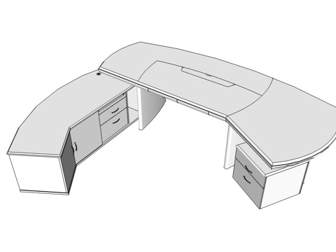 班台桌 办公桌 行政桌 办公家具 办公椅su模型
