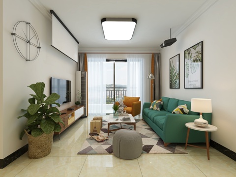  北欧客厅餐厅3d模型 