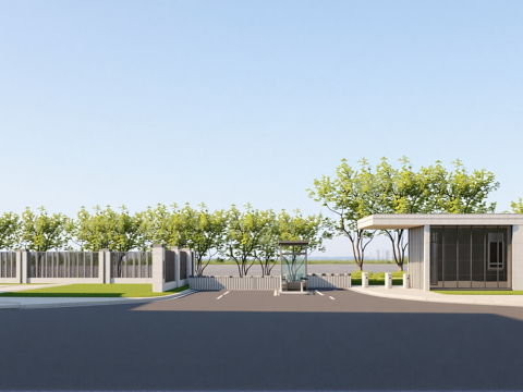 工厂大门门楼su模型