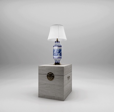 新中式青花瓷台灯3d模型