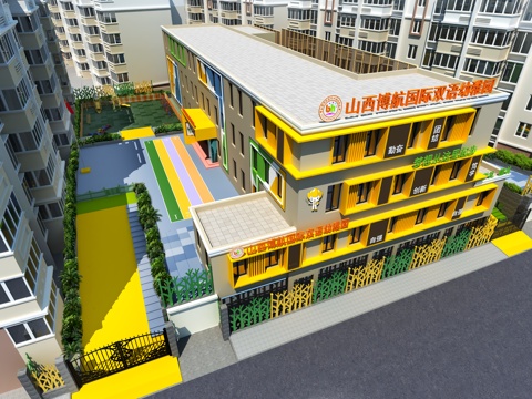 现代幼儿园外墙幼儿园3d模型 