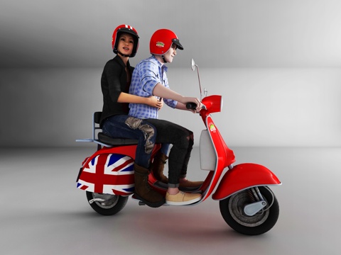 现代情侣小绵羊摩托车3d模型