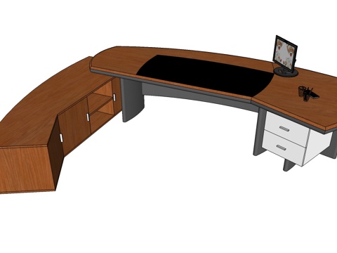 班台桌 办公桌 行政桌 办公家具su模型