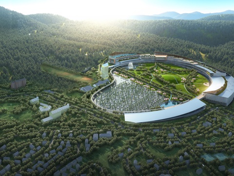  现代 景观规划 鸟瞰3D模型3d模型 