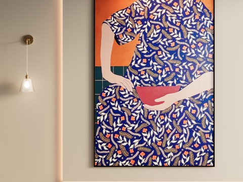 现代极简人物挂画su模型