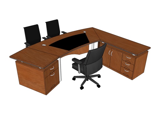 班台桌 办公桌 办公椅 办公家具su模型