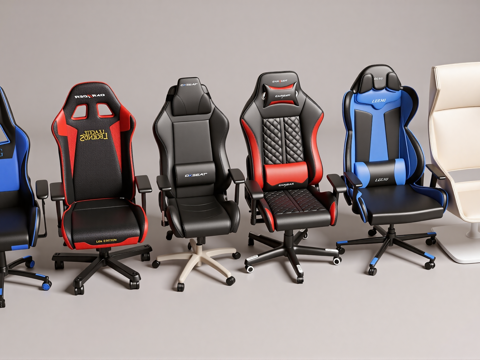 现代网吧电竞椅皮革转椅su模型