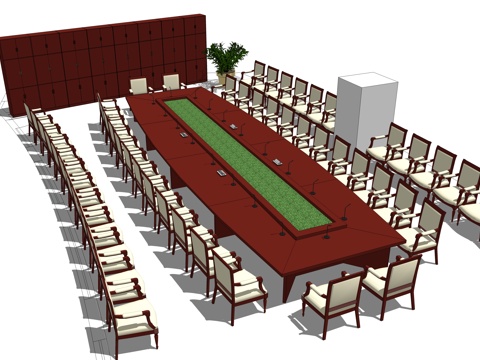 会议桌 办公家具 会议台 会议椅su模型