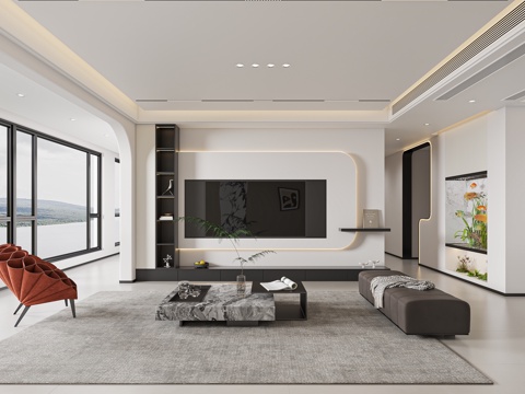  现代轻奢客餐厅3d模型 