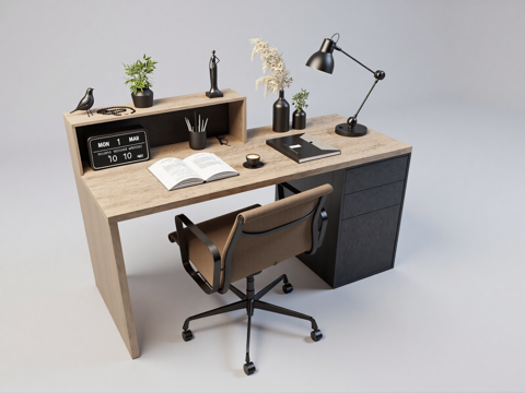 现代书桌椅组合su模型