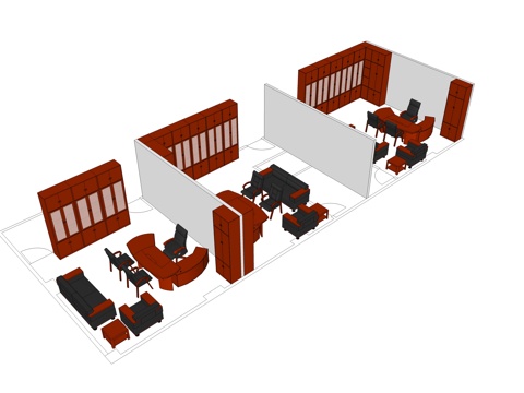 班台桌 办公桌 沙发 茶几 文件柜 办公家具 办公椅su模型