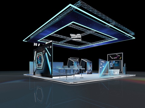  现代展台 科技展台3d模型 