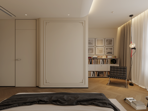  现代卧室3d模型 