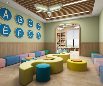  现代幼儿园阅读区3d模型 